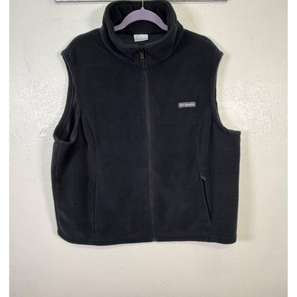 Columbia Fleece Vest 3X Black Full Zip Sleeveless Layer Outdoor Pockets - Picture 1 of 6